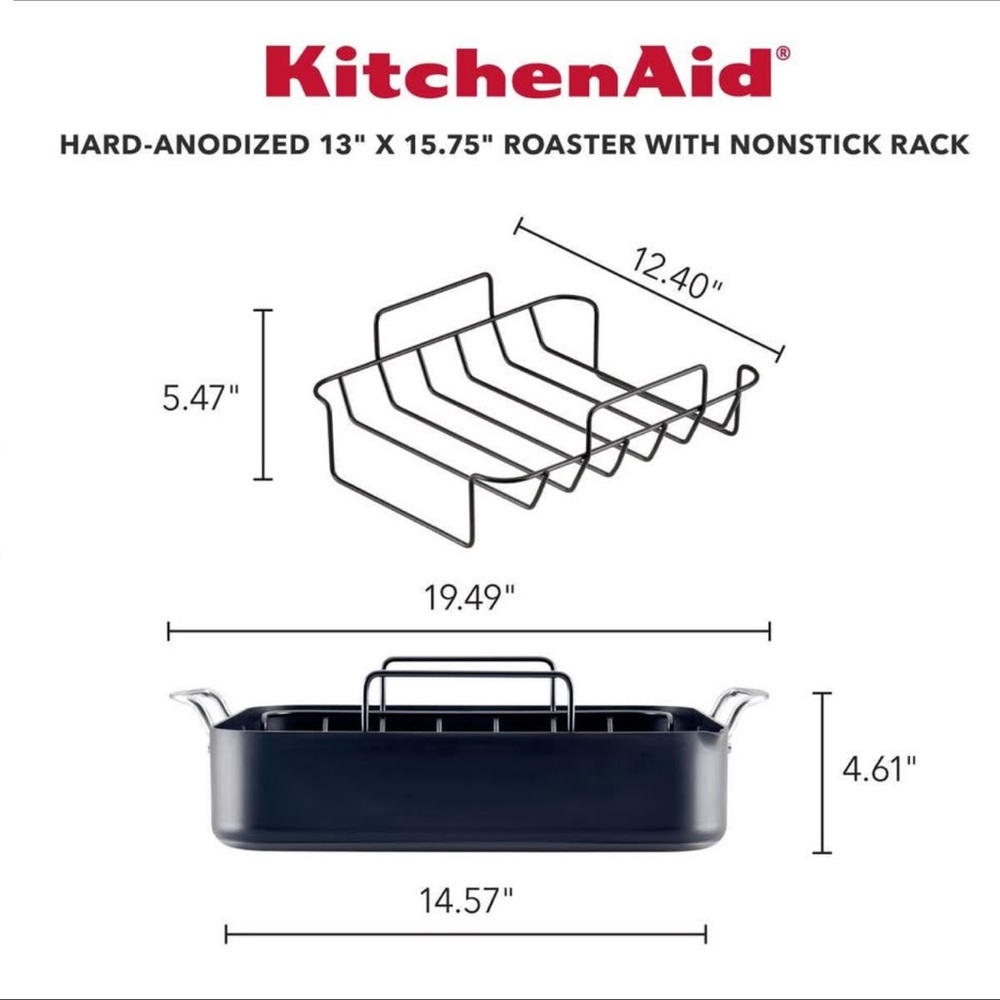 Black Roasting Pan with Rack - Picture 2 of 3